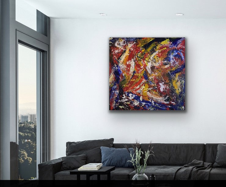 Fireworks Painting | Large Solid-Faced Canvas Wall Art Print | Great Big Canvas