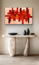 Load image into Gallery viewer, "Geometric" - Original abstract acrylic painting by Tony Hammer. High-intensity modern artwork featuring bold orange and red accents with a structured geometric composition on canvas.