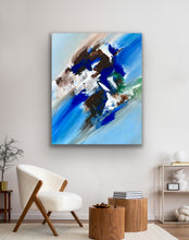 Load image into Gallery viewer, Abstract painting of a snowboarder on a wall in a living room setting