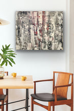 Load image into Gallery viewer, Abstract painting on a wall above a dining table with chairs