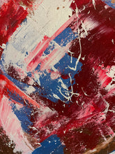 Load image into Gallery viewer, Abstract painting with red, blue, and white colors on a textured surface