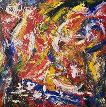 Load image into Gallery viewer, Abstract painting with a mix of red, yellow, blue, and white colors.