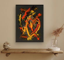 Load image into Gallery viewer, Abstract original heart painting with vibrant color streaks and delicate crystal accents by Tony Hammer of Hammer Fine Art.