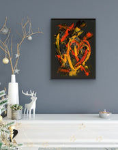 Load image into Gallery viewer, Abstract heart painting with vibrant color streaks and delicate crystal accents by Tony Hammer of Hammer Fine Art.