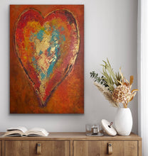 Load image into Gallery viewer, "Passionate Heart" by Tony Hammer – High-impact 36x36 abstract painting in a luxury estate setting. Original fine art for sophisticated collectors in New York, Chicago, and South Florida. Hammer Fine Art national legacy. 