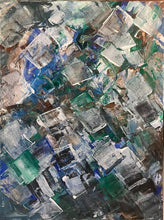 Cargar imagen en el visor de la galería, "Stained Glass", a modern original painting by Tony Hammer featuring a bold textured design in green, white, and brown. Purchase online across all 50 states &amp; globally. 