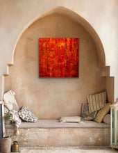 Load image into Gallery viewer, Original modern abstract painting titled The Planet by Tony Hammer, featuring textured orange acrylic on canvas.